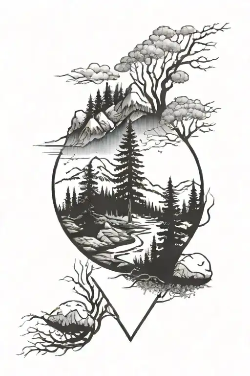 Forest Clearing With Mountains