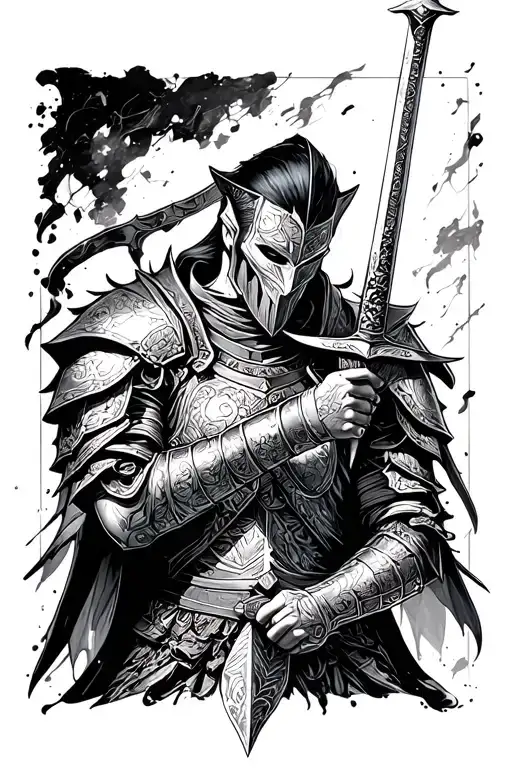 Armor Wielding His Sword