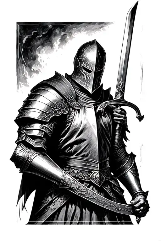 Armor Wielding His Sword