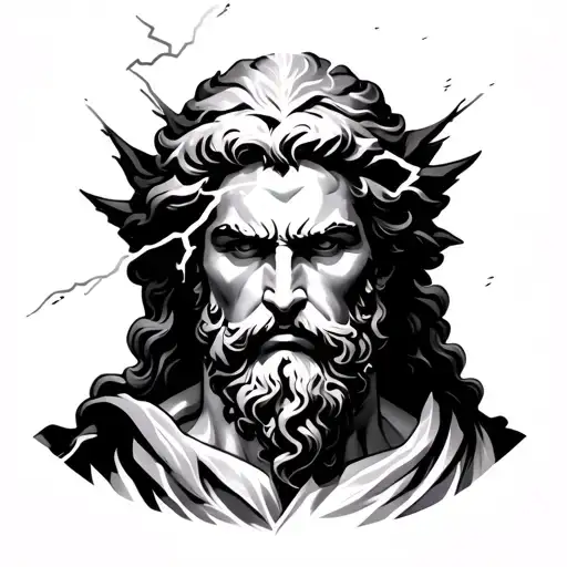 Zeus With A Lightning Light Crossing His Face