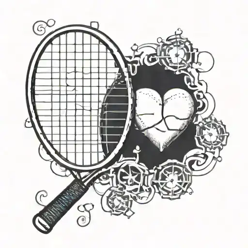Tennisracket With Heartbeat Line