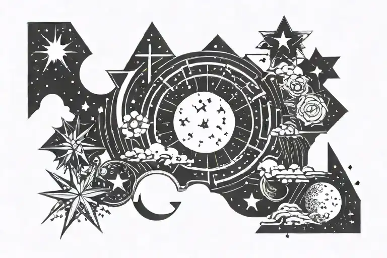 Line And Celestial Scene With Stars