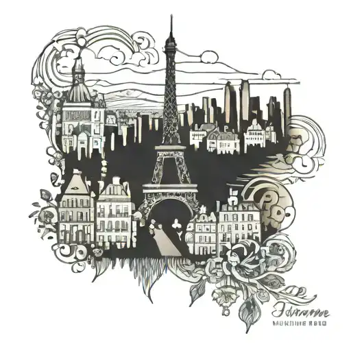 Combine The Parisian Skyline With A Traditional Moldavian Folk Design