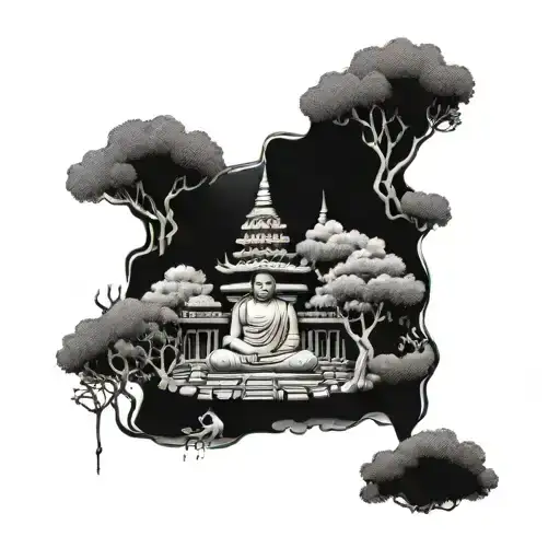 Sleeping Buddha Temple With Tree