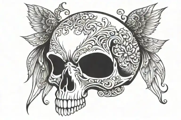Wing Filigree Skull