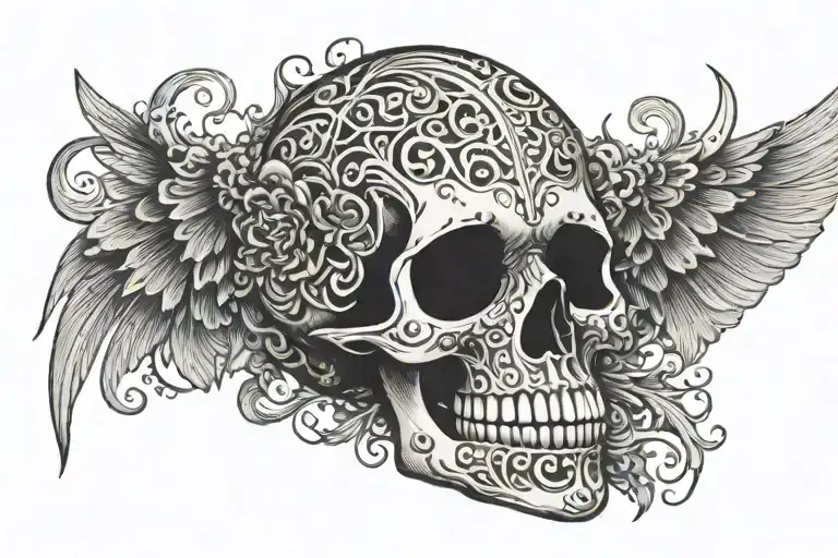 Wing Filigree Skull