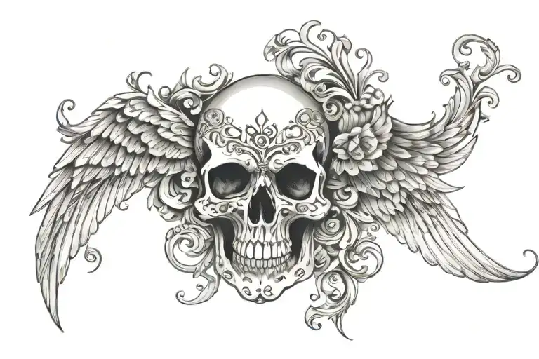 Wing Filigree Skull