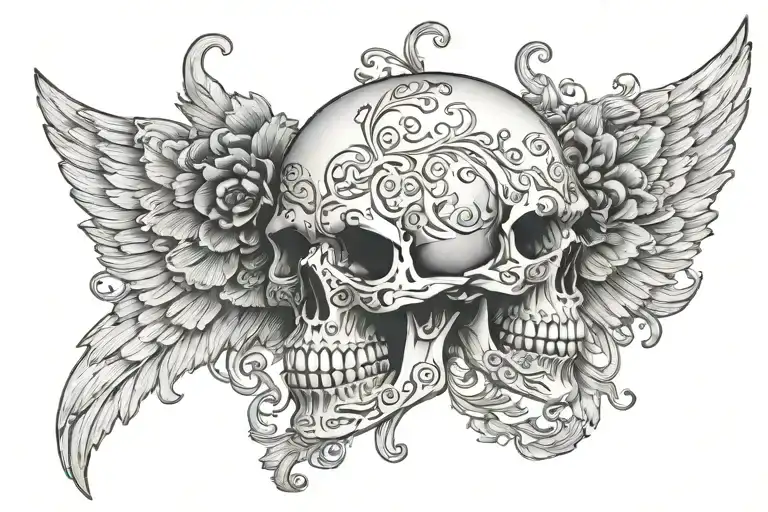 Wing Filigree Skull Soft Shading
