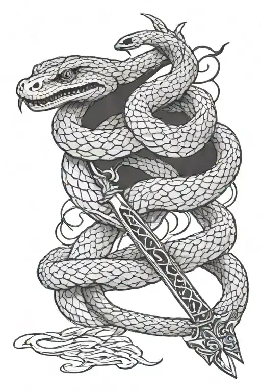 Snake And Sword And Snake