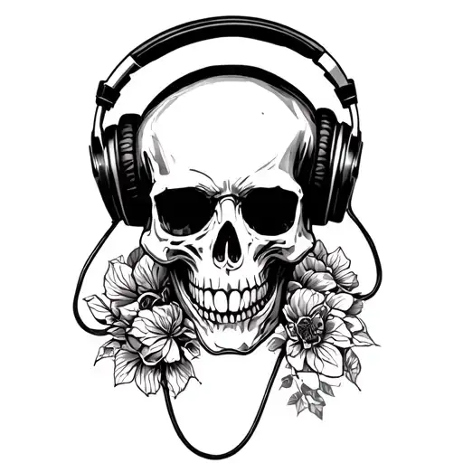 Skull Wearing Headphones