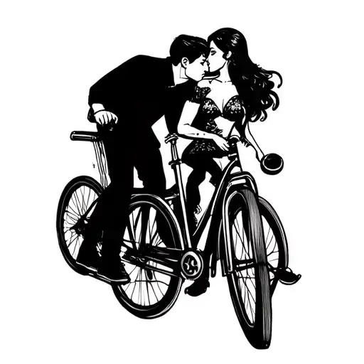 Couples Kissing In The Bike