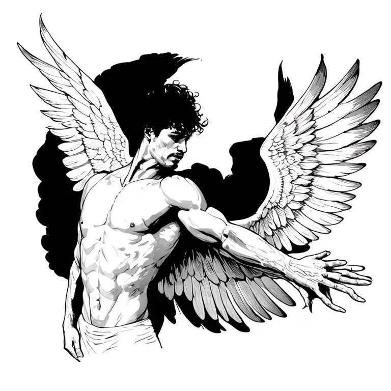 Man With Arms Spreading And Blurry Wings