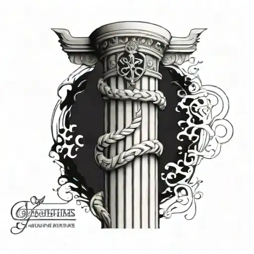 Rod Of Asclepius On A Roman Pillar