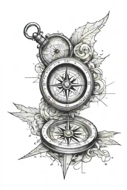 Compass And Map Forearm Tattoo Design Featuring