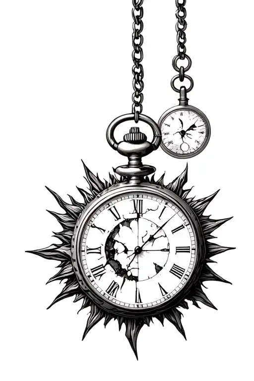 Broken Pocket Watch Torn Apart Sun Earth