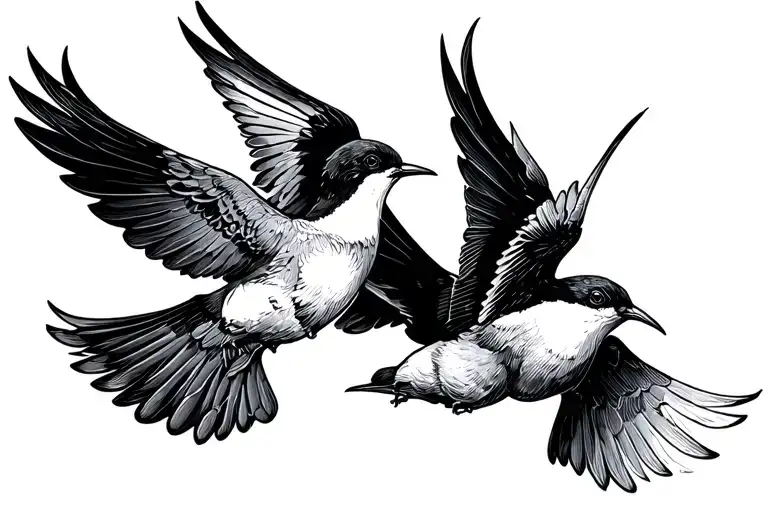 2 Swallow Flying