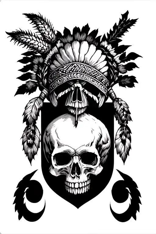 Coat Of Arms With Skull And Thistle Scottish And Choctaw Native American
