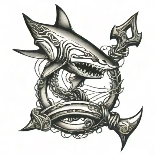 Shark And Anchor Intertwined