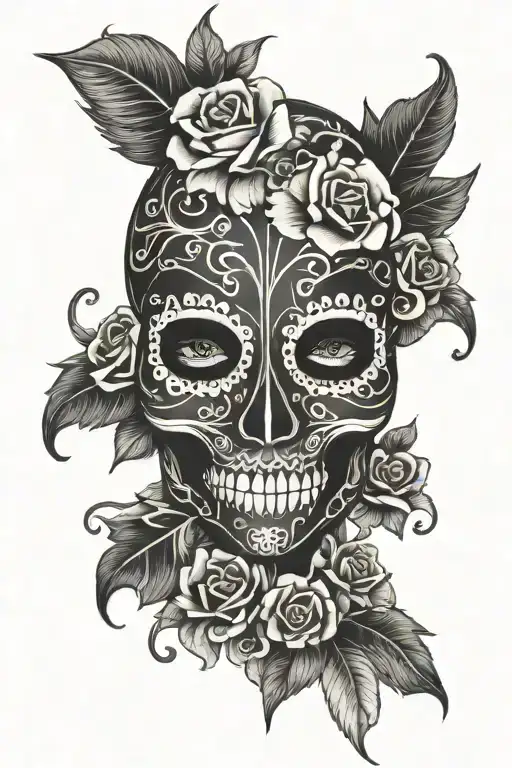 Day Of The Dead Mask Merged
