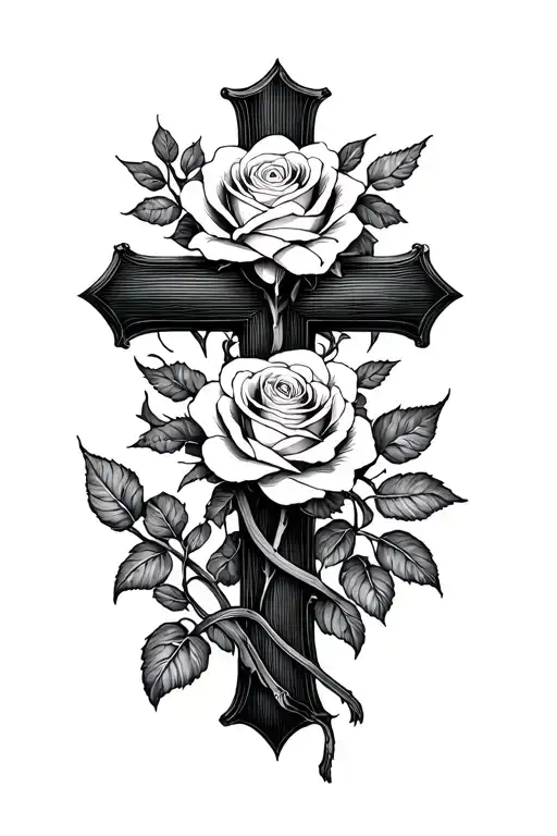 Rose Cross With Rose Intertwined