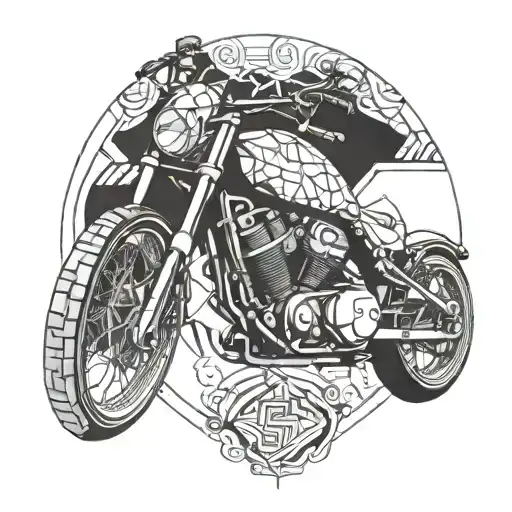 Abstract Geometric Motorcycle Design With Intricate Details