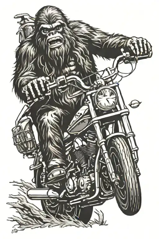 Bigfoot On A Harley Davidson Motorcycle