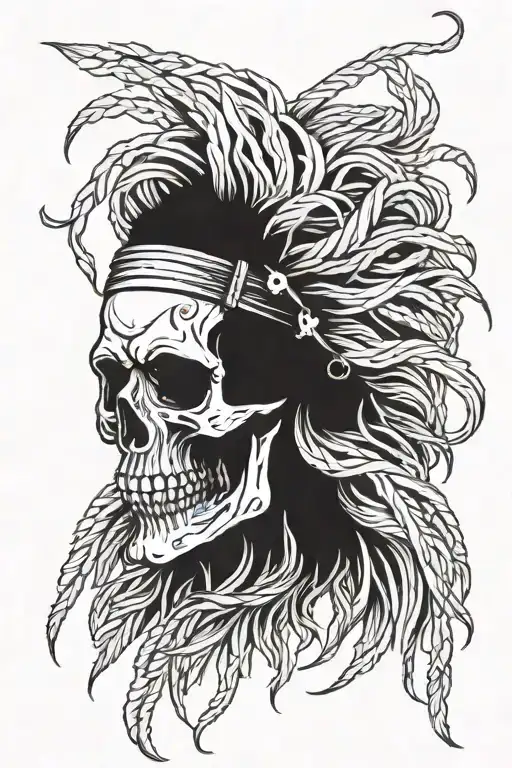 Black Skull With 4 White Dreadlocks