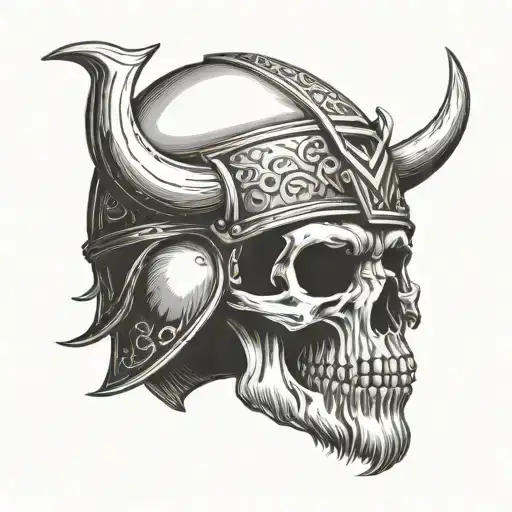 Viking Skull Wearing Helmet