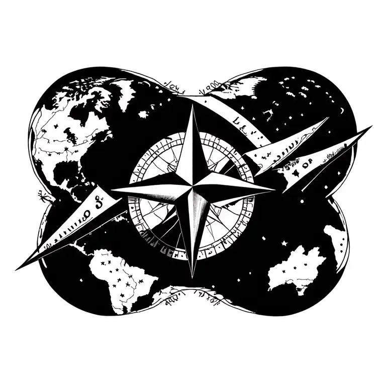 Kompass And Map Symbolizing