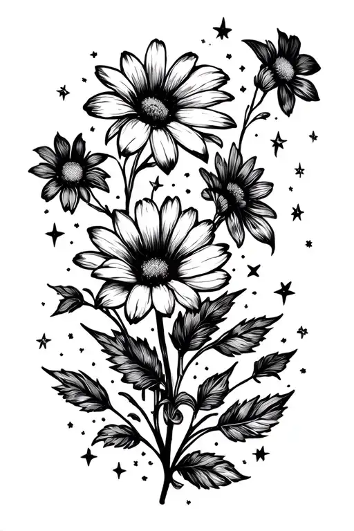 Flowers In The Sky Filled With Stars
