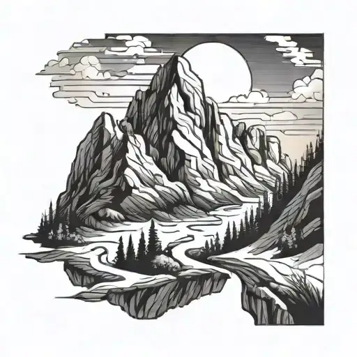 A Serene Mountain Landscape With A Winding Hiking Trail Leading Up To A Majestic Peak