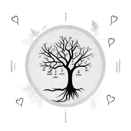 A Family Tree With Hearts As Leaves