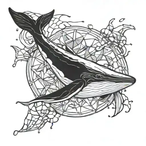 White Whale And Glass Fragments Circle Surrounding