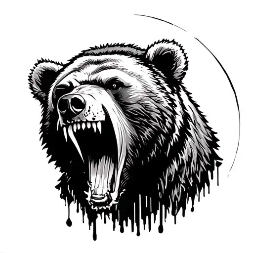 Wounded Bear Growling With Slobber Coming Out