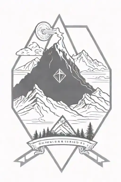 Diamond Tattoo With Mountains