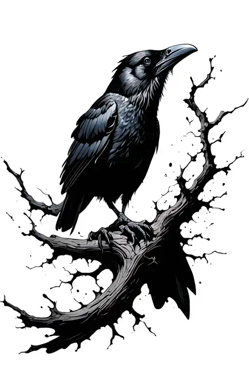 Crow Breaking Down Looking Up