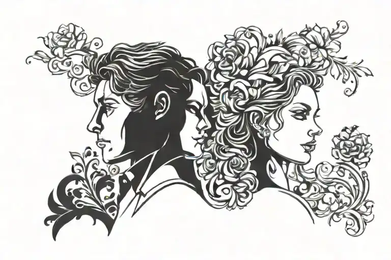 Silhouette Of A Lonely Man And A Woman In The Form Of A Shadow Behind Him