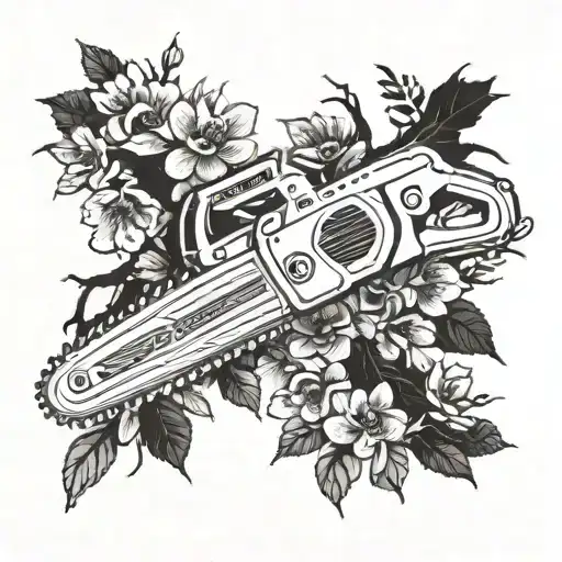 A Chainsaw Transforming Into A Blossoming Tree