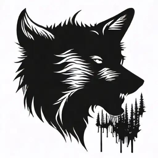 Wolf Silhouette Filled Dark