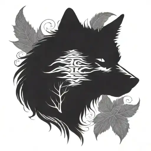 Wolf Silhouette Filled Dark