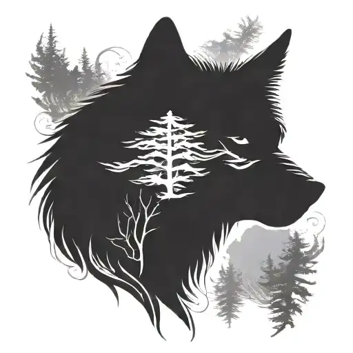 Wolf Silhouette Filled Dark