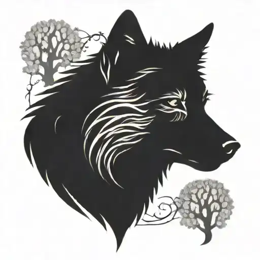 Wolf Silhouette Filled Dark