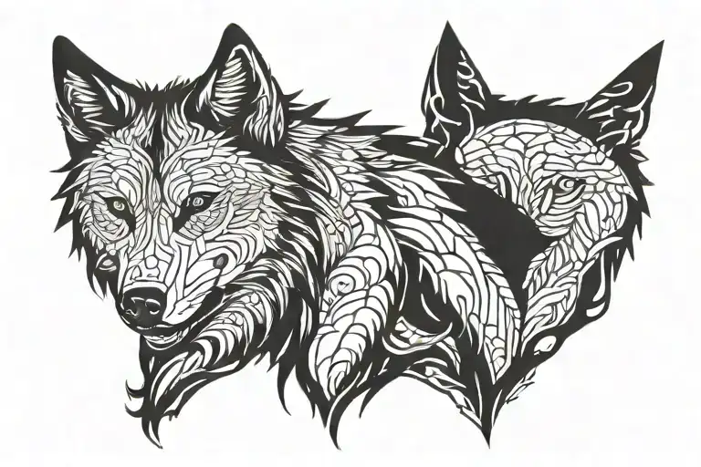 Wolf Silhouette Filled Dark