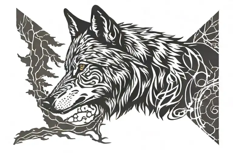 Wolf Silhouette Filled Dark