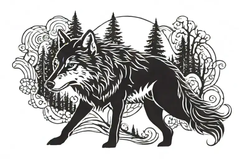 Wolf Silhouette Filled