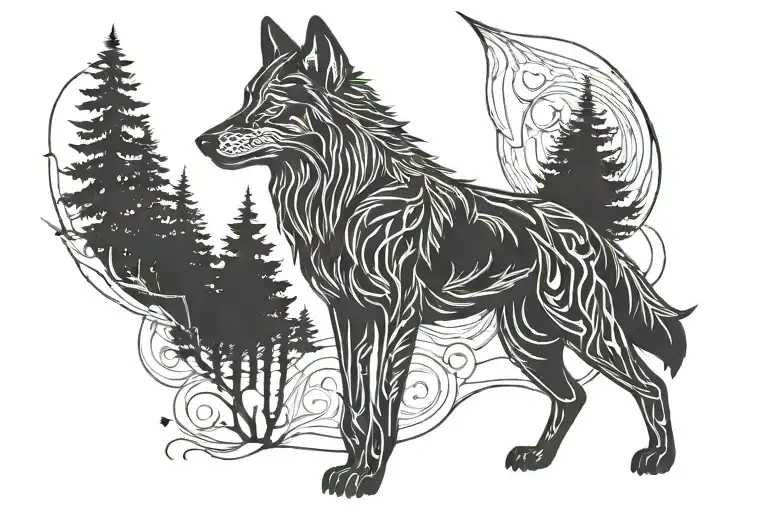 Wolf Silhouette Filled