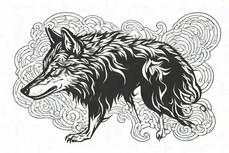 Wolf Silhouette Filled