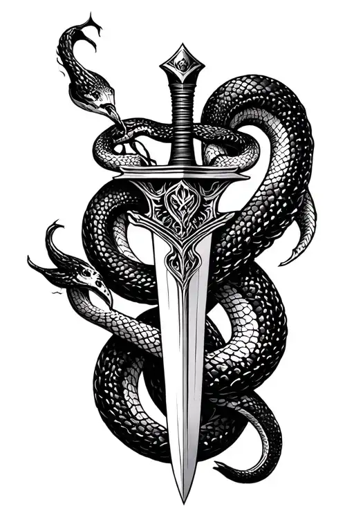 Dagger Intertwined With A Snake