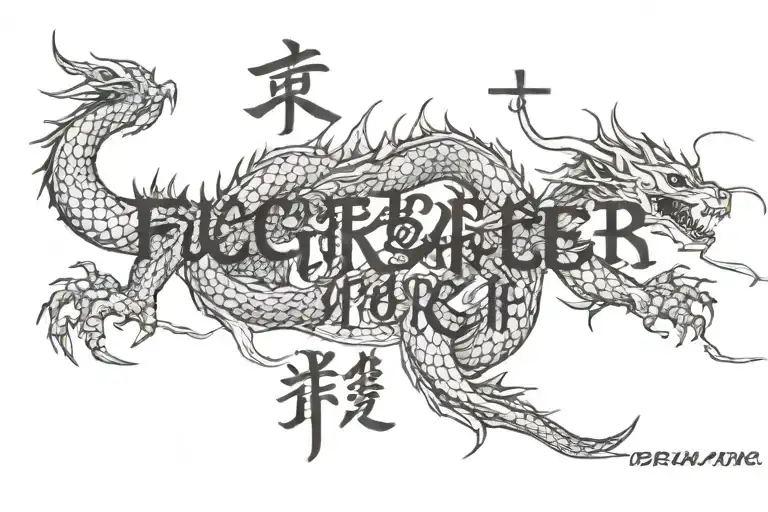 Fuck Cancer Text Written In Japanese Dragon