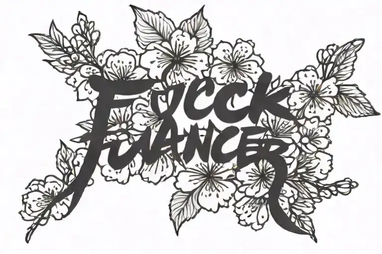 Fuck Cancer Text Written In Japanese Cherry Blossom